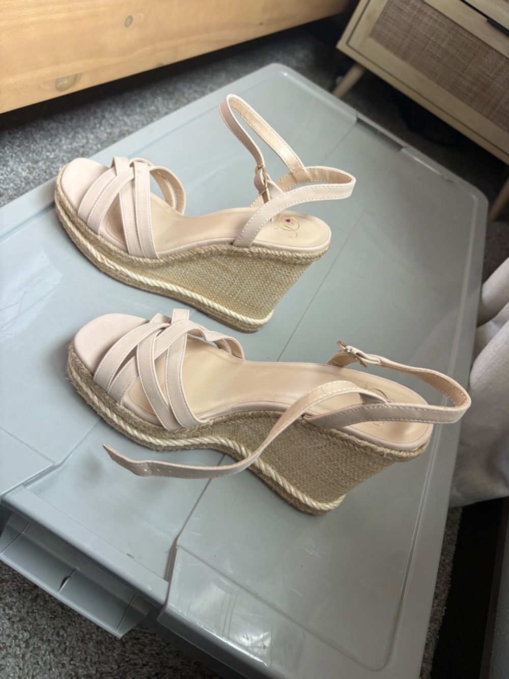 Pink Lily Nude Espadrille Wedge Sandals with Slingback